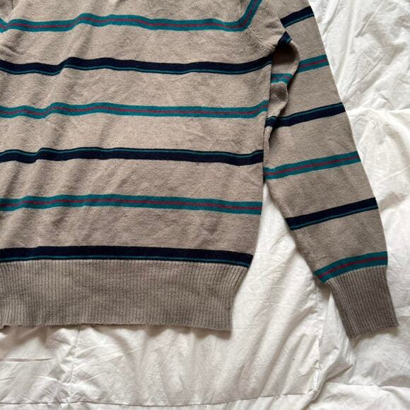 Vintage 60s 70s striped polo sweater shelter Bay size Large academia preppy - Picture 4 of 8